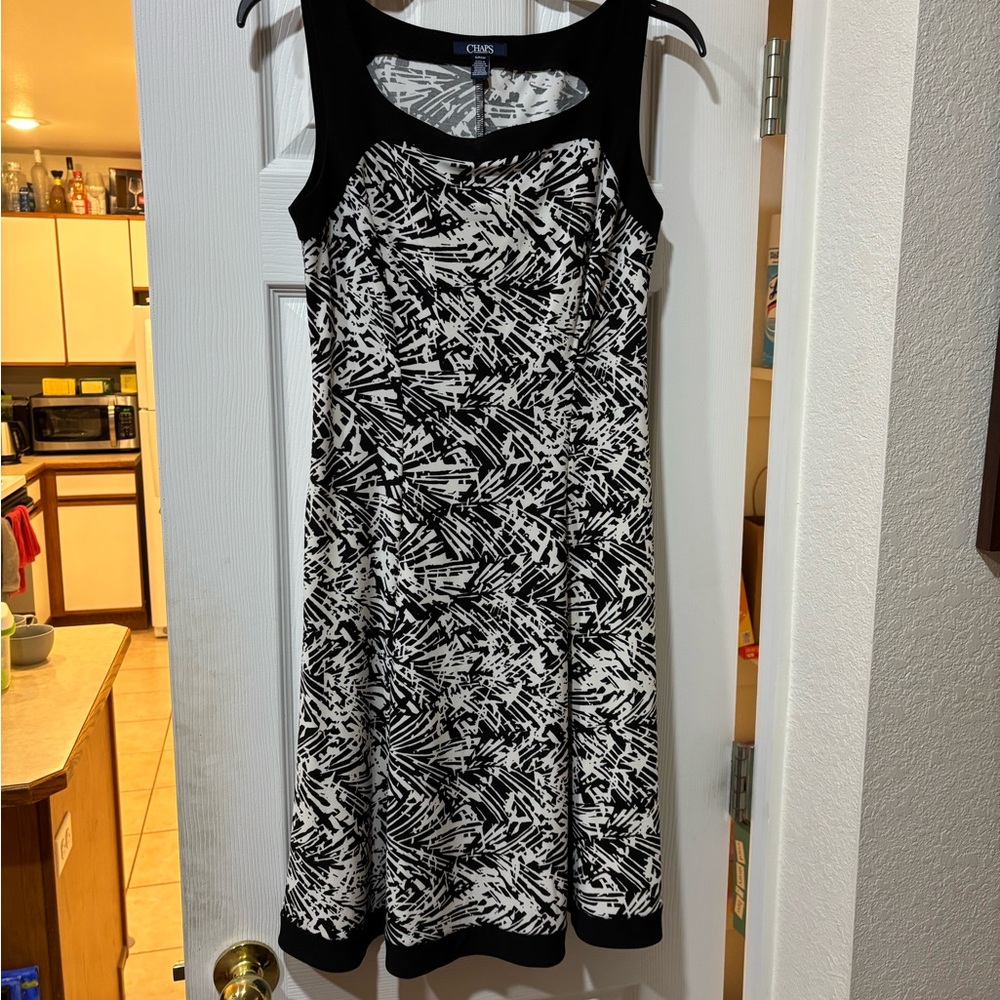 Black and White A-Line Midi Dress
